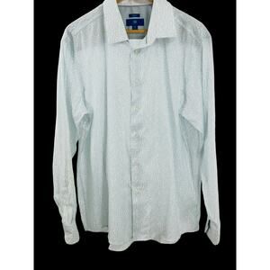 Egara Non Iron Slim Fit Button Down XLarge White/Blue design Shirt‎